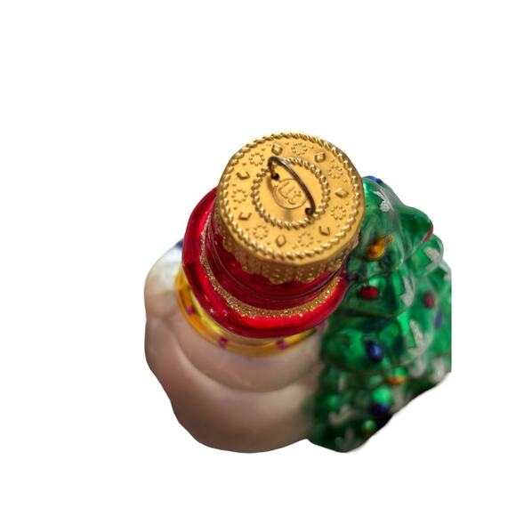 Vintage Blown Glass Snowman next to Christmas Tree Ornament 4” - Picture 8 of 9